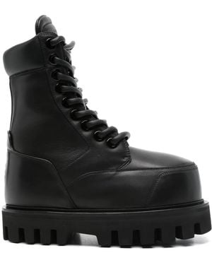 McQueen Leather Wedge Ankle Boots - Black