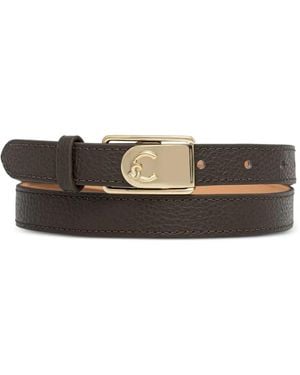 Coccinelle Logo-Plaque Grained Leather Belt - White
