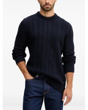 Barbour Cable-Knit Crew-Neck Sweater - Blue