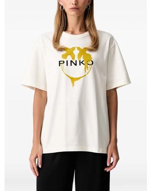 Pinko Logo-Print Cotton T-Shirt - White