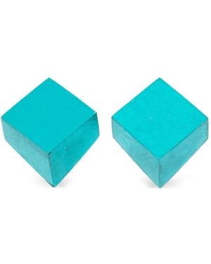 Monies Venia Geometric Wood Earrings - Blue