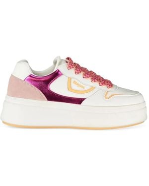 Blauer Baskets En Cuir À Plateforme - Rose
