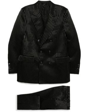 Tom Ford Striped Double-Breasted Suits - Black