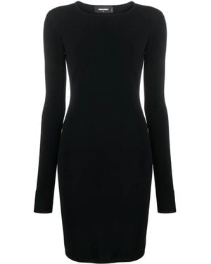 DSquared² Open-Back Fine-Ribbed Minidress - Black