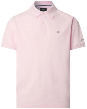 Hackett Stripe-Trim Logo-Embroidered Polo Shirt - Pink