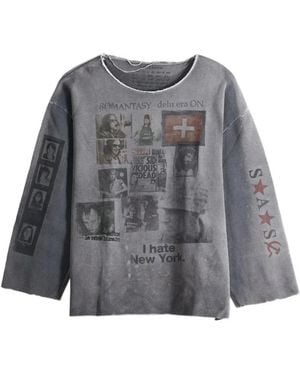 SAITOS S.A.S Waffle-Knit Long-Sleeve T-Shirt - Grey