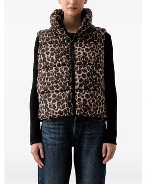 DKNY Leopard-Print Padded Gilet - Black