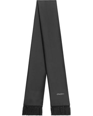 Dolce & Gabbana Embroidered-Logo Fringe Scarf - Gray