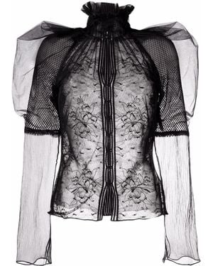 Tom Ford Floral-lace High-neck Blouse - Multicolor