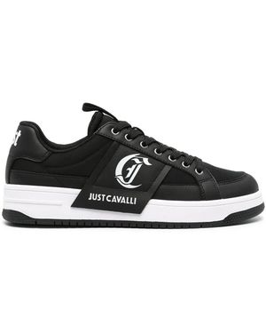 Just Cavalli Logo-Embossed Panelled Trainers - Black