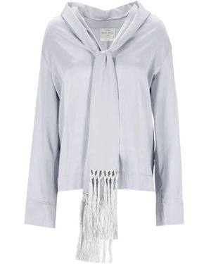 forte_forte Fringed Silk-Satin Blouse - White
