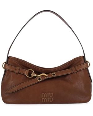 Miu Miu Aventure Schultertasche Aus Wildleder - Braun