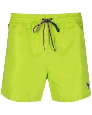 Paul Smith Logo-Patch Drawstring Swim-Shorts - Green