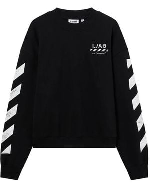 LAB C.O. OFF WHITE Pull À Logo Imprimé Diagonal - Black