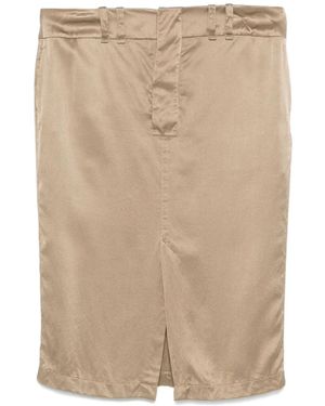 Saint Laurent Silk Pencil Skirt - Natural