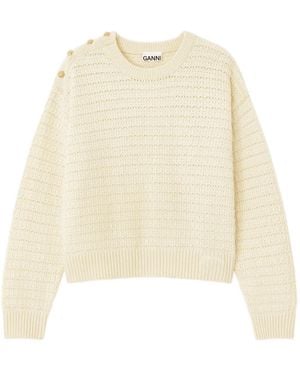 Ganni Button-detail Sweater - Natural