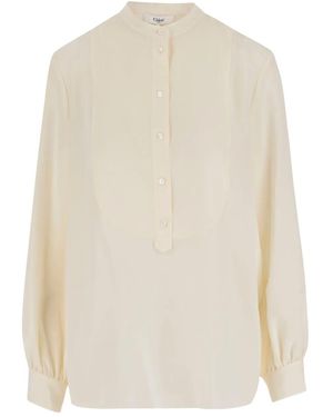 Chloé Mandarin-Collar Button Shirt - White