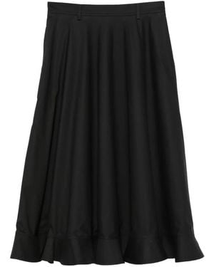 Moschino Falda Midi Con Volantes En El Dobladillo - Negro