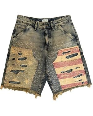 Guess Frayed-hem Pocket Denim Shorts - ブルー