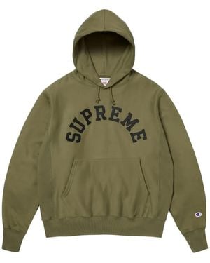 Supreme X Champion Logo-Patch Hoodie - Green