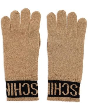 Moschino Logo-Intarsia Gloves - White