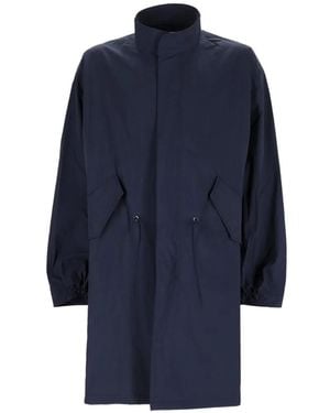 YMC Drawstring-Waist High-Neck Parka - Blue