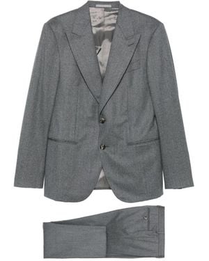 Caruso Herringbone-Pattern Suit Trousers - Grey