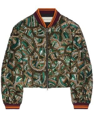 Dries Van Noten Embroidered Bomber Jacket - Green