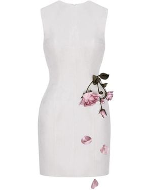 Cristina Savulescu Rose-Appliqué Sleeveless Mini Dress - White