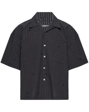 Mastermind Japan Distressed Striped Shirt - Blue