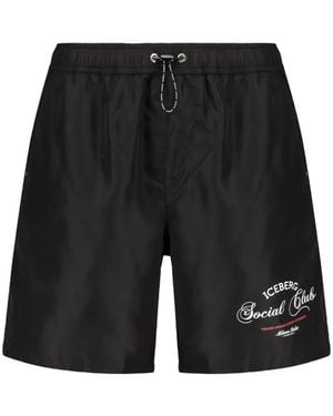 Iceberg Bañador Con Logo Estampado - Negro