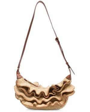 Zimmermann Ruffled Woven Shoulder Bag - Metallic