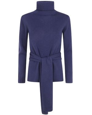 Pierantoniogaspari Rollkragenpullover Mit Bindegürtel - Blau