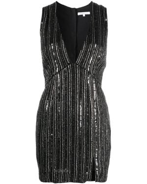 Patrizia Pepe Sequin-Embellished V-Neck Minidress - Black