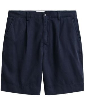 GANT Pleated Cotton Shorts - Blue