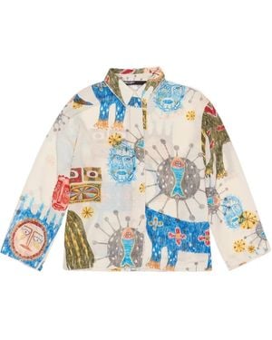 Bimba Y Lola Textured big mask straight shirt - Weiß
