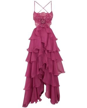 PATBO Robe Volantée À Ornements De Perles - Purple