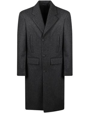 Prada Virgin-Wool Single-Breasted Coat - Black