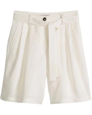 Marc O' Polo Pleated-Belted Shorts - White