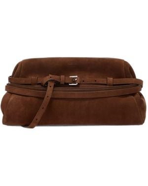 Moschino Wildleder-Clutch Mit Gurt - Braun