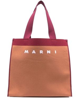 Marni Logo Print Tote Bag - Red