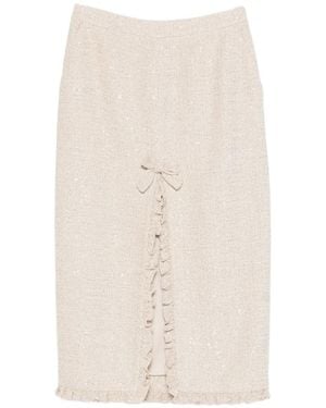 Alessandra Rich Bow-Embellished Sequined Skirt - White