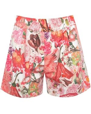 Marni Floral-Print Twill Shorts - Red