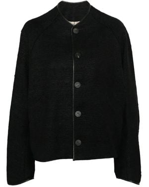 DEVOA Collarless Raglan-Sleeve Jacket - Black