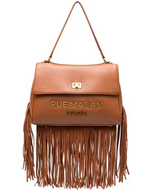 RUE MADAM PARIS Les Jours Fringe-Trimmed Tote Bag - Brown