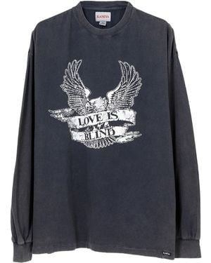 KAMIYA グラフィック ロングtシャツ - ブルー