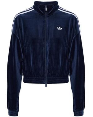 adidas Velour Zip-Up Sweatshirt - Blue