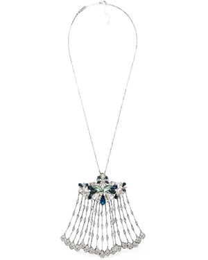 Rabanne Collier À Strass En Et Bleu - Blanc