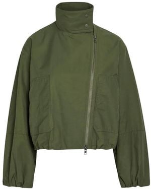 Vince Asymmetric-Zip High-Neck Jacket - Green