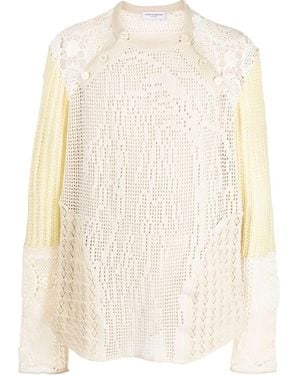 Marine Serre Regenerated Crochet Raglan Sweater - Natural